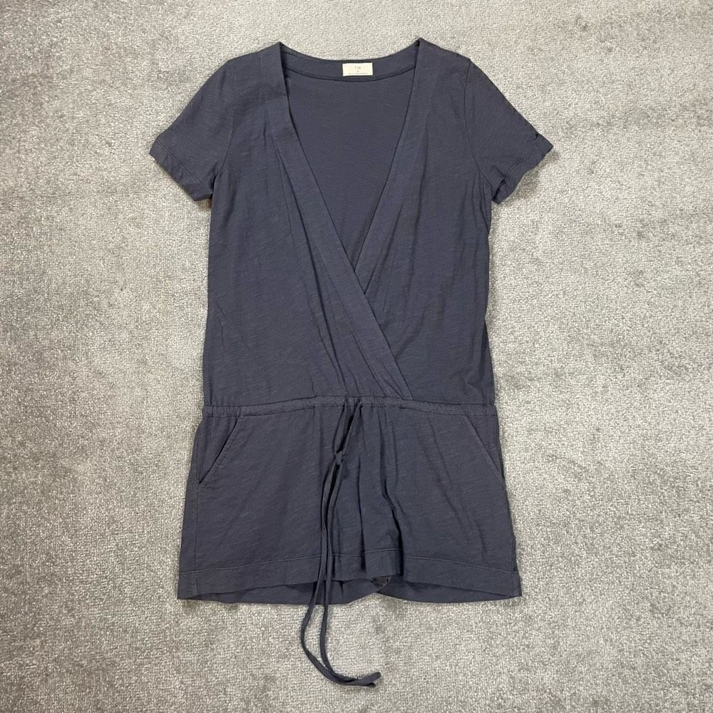 Anthropologie T.LA Women’s Small V Neck Wrap Tie Grey Romper One Piece USA NWOT